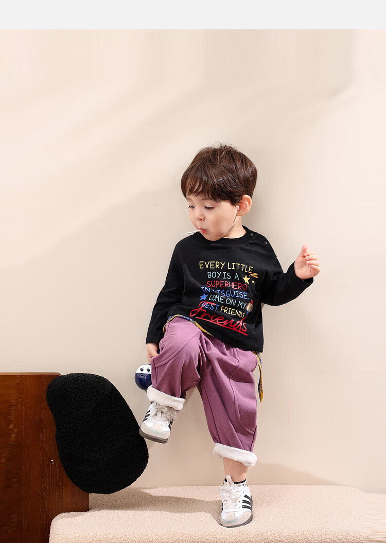 LUSON Little O Dad Boys' Baby Long Sleeve T-Shirt Spring Autumn 2025 New White Letter Cute Infant Top 14